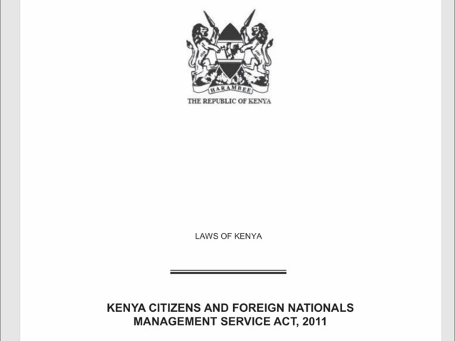 Kenya Citizens and Foreign Nationals Management Service Act 2011