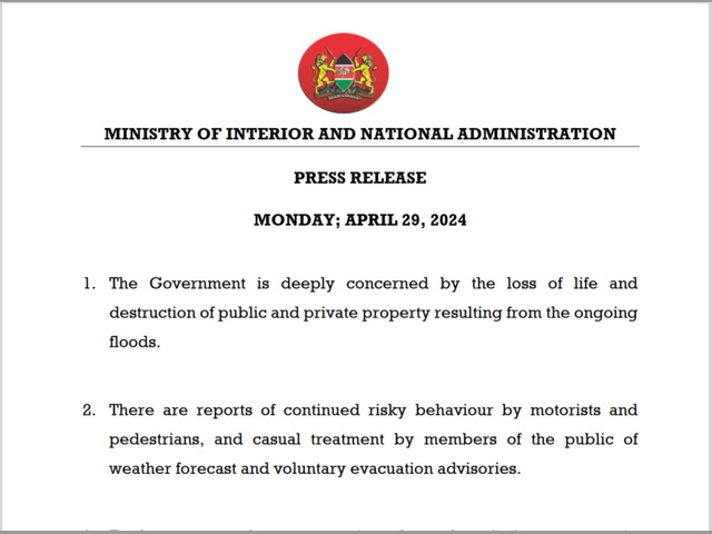 FLOODS WARNING