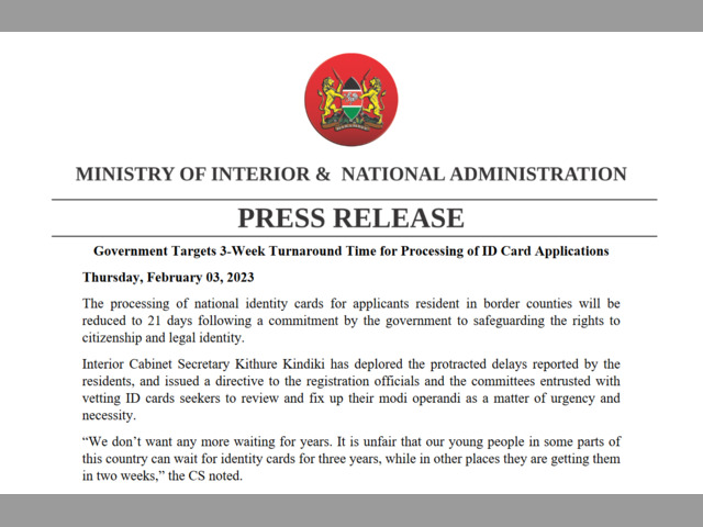 ID Card Application Turnaround Time 