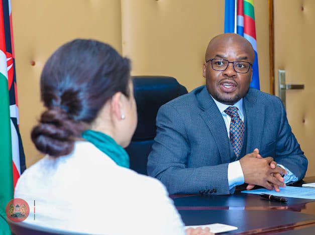 PS Dr. Raymond Omollo in a meeting with the Programme Coordinator of the UN Regional Office of Counter-Terrorism based in Nairobi, Ms. Tammy Bunbury