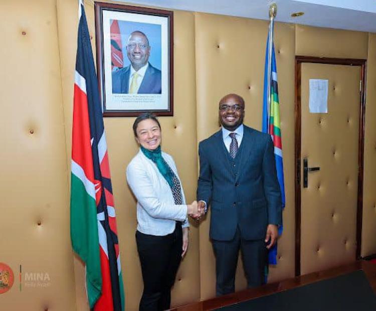 PS Dr. Raymond Omollo in a meeting with the Programme Coordinator of the UN Regional Office of Counter-Terrorism based in Nairobi, Ms. Tammy Bunbury