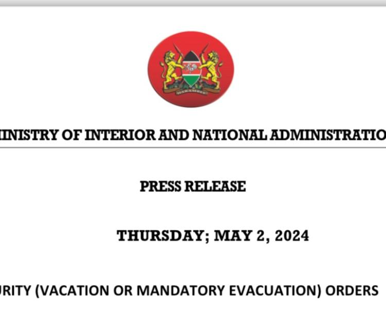 PUBLIC SECURITY (VACATION OR MANDATORY EVACUATION) ORDERS