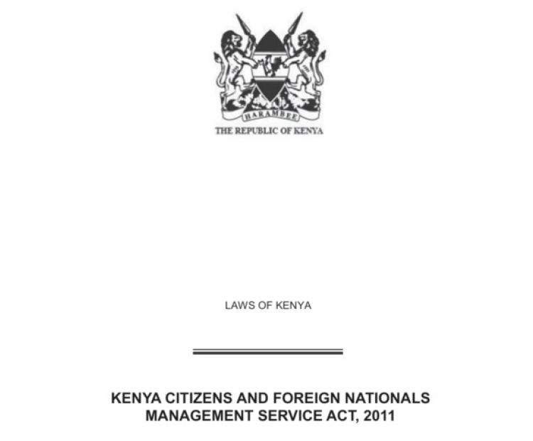 Kenya Citizens and Foreign Nationals Management Service Act 2011