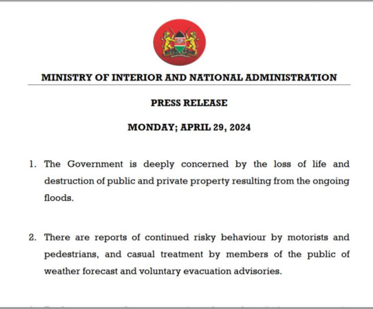 FLOODS WARNING