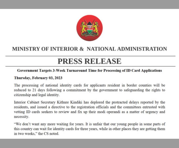 ID Card Application Turnaround Time 